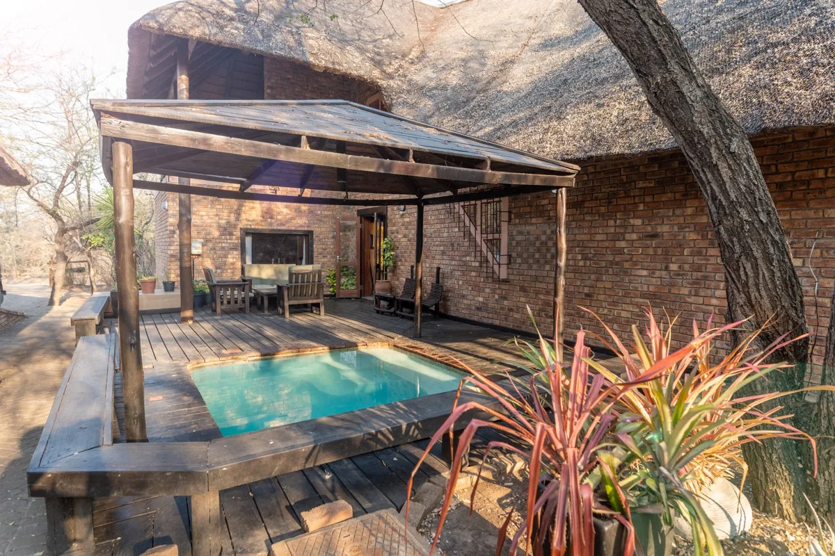 Private swimming pool and deck at Hakuna Matata, Marloth Park